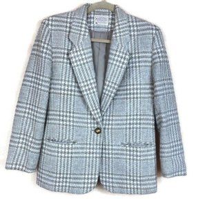 Pendleton Blazer Tweed Women's Gold Cream Houndstooth Academia Classic Timeless